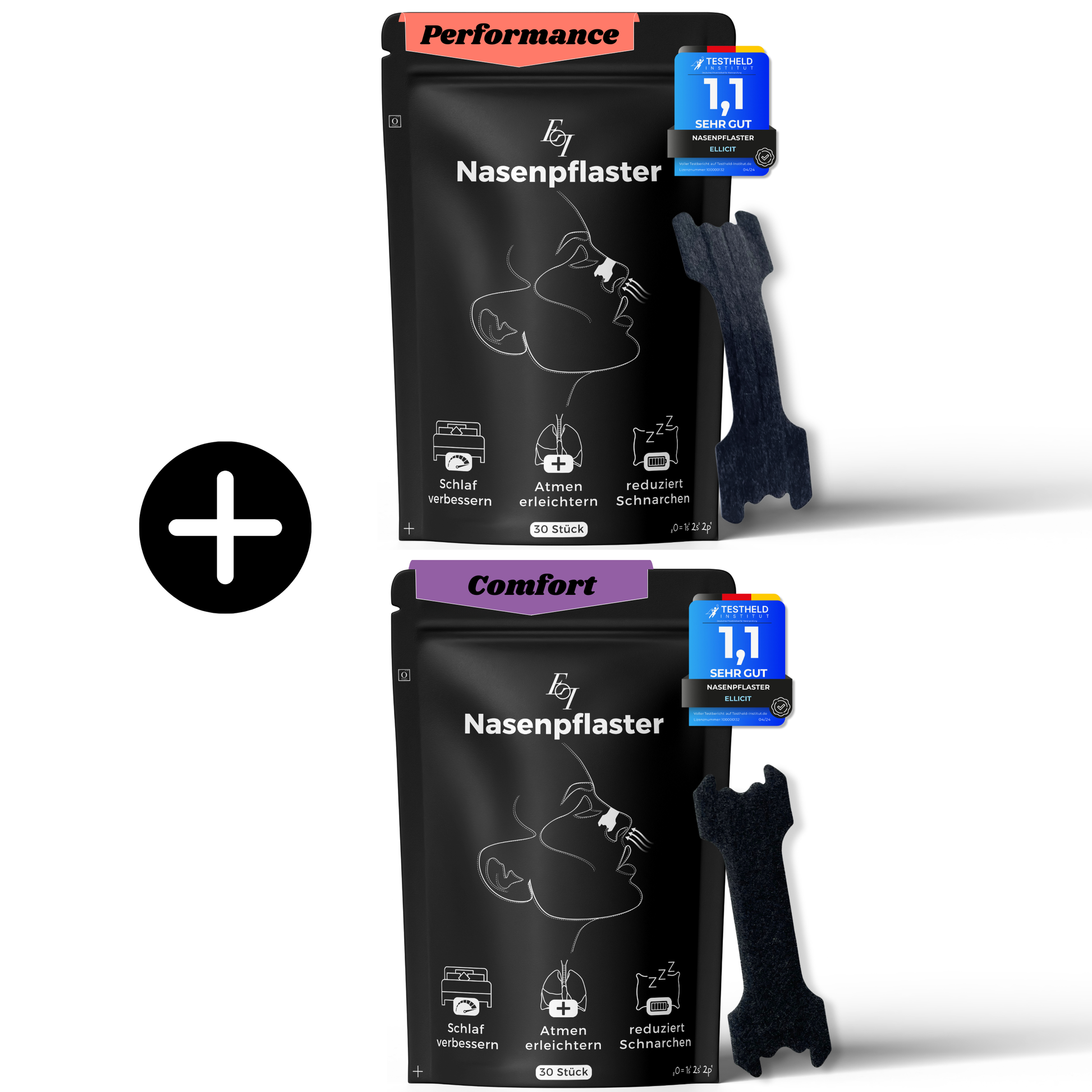 nasenpflaster rennrad Bundle Pack Nasenpflaster Comfort & Performance (30+30stk) – Ellicit® Performance Breathing